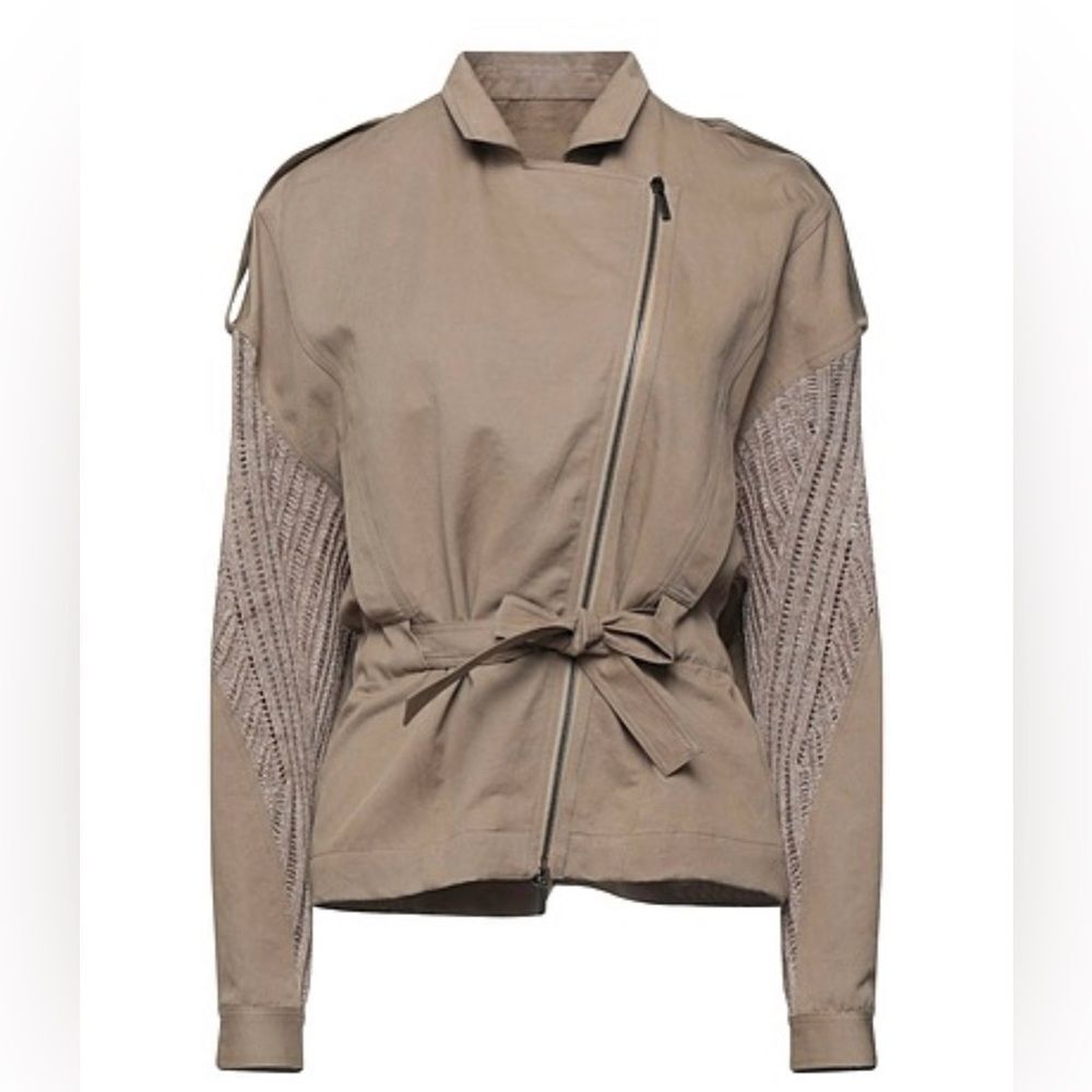 Gentry Portofino cotton/linen blend jacket with knit details, M